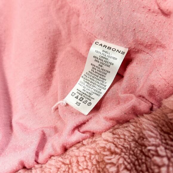 Carbon38 Pink Teddy Fleece Zip Oversized Jacket XS Cozy Sherpa Cropped High Neck - Picture 6 of 8